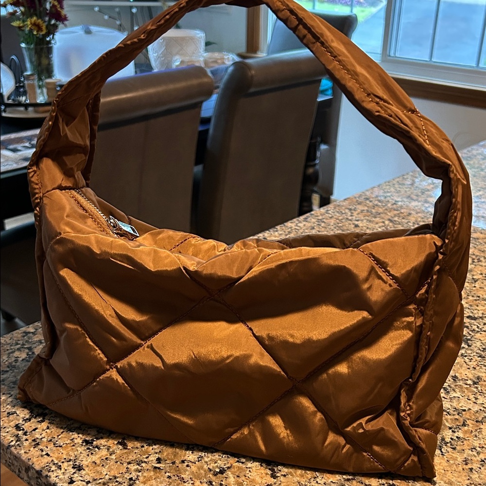 Brown Quilted Tote Bag